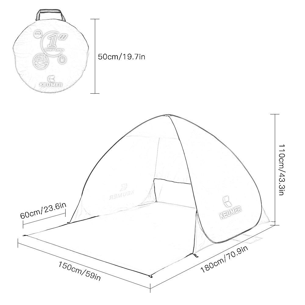 Cheap Goat Tents 70.9x59x43.3 Inch Automatic Instant Pop up Beach Tent Anti UV Sun Shelter Cabana for Camping Fishing Hiking Picnic   